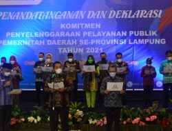 Bupati Tanggamus Hadiri Acara Deklarasi Komitmen Pelayanan Publik yang Digelar Ombudsman