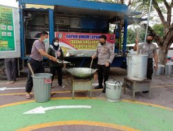 Bantu Warga Isoman, Polres Bersama Tagana, dan Dinsos Pringsewu Dirikan Dapur Umum