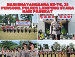 Hari Bhayangkara ke-76, 31 Personel Polres Lampura Naik Pangkat