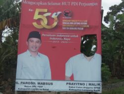 Banner Ucapan HUT PDIP di Pekon Semarang Dirusak Orang Tak Bertanggungjawab