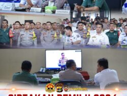 Ciptakan Pemilu 2024 Aman dan Damai, Polres Lampura Ikuti Apel 6 Pilar