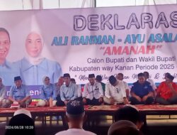 Ali Rahman-Ayu Asalasiyah Gelar Doa Bersama dan Deklarasi Jelang Pendaftaran di KPU Way Kanan