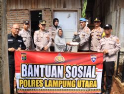Jumat Berkah, Polres Lampung Utara Bagikan Bansos Kepada Warga Kelapa Tujuh