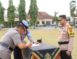 Polres Lampura Gelar Upacara Penyerahan Jabatan Kabag Log, Kasikum dan Sertijab Kapolsek Bunga Mayang