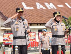 Polres Lampung Utara Gelar Upacara Penyerahan Tunggul Kesatuan “Wira Bhakti Bumi Ragem Tunas”